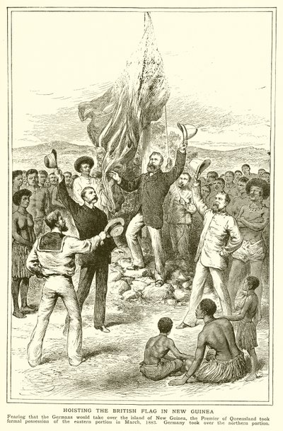 H. M. Chester, Queensland Magistrate ved heisingen av det britiske flagget i New Guinea, mars 1883 av English School