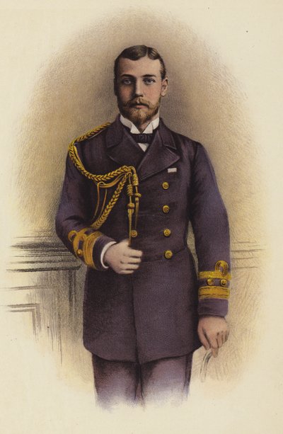 Hans Kongelige Høyhet Prins George av Wales (fargelitografi) av English School