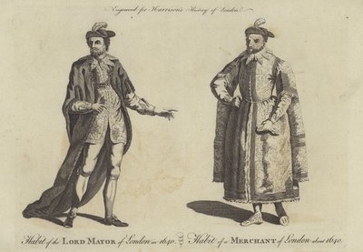 Vanen til Lord Mayor of London i 1640 og Habit of a Merchant of London i 1640 av English School