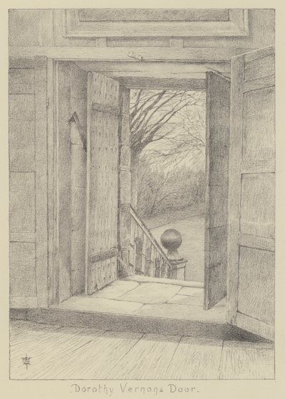 Haddon Hall, Dorothy Vernons dør (litho) av English School