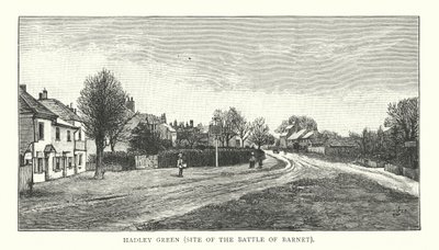Hadley Green, stedet for slaget ved Barnet (gravering) av English School