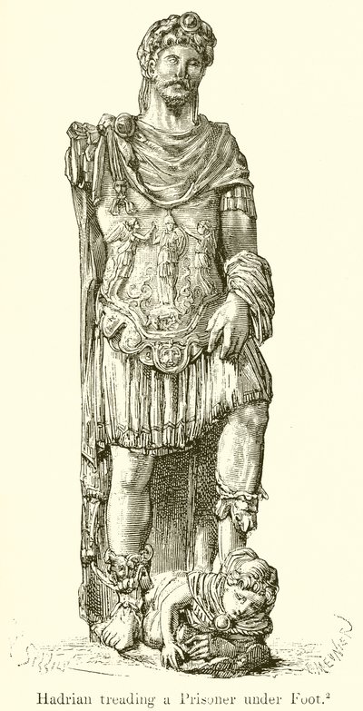 Hadrian tråkker en fange under foten av English School