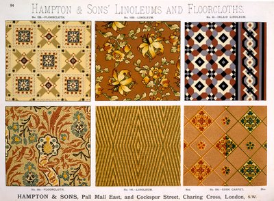 Hampton & Sons Designs for Linoleums and Floorcloths, sent C19th av English School