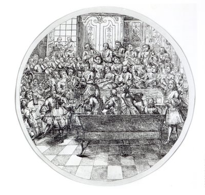 Händel dirigerer et oratorium, ca. 1740 av English School