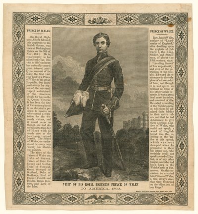 Lommetørkle til minne om Prince of Wales-turen til Amerika, 1860 av English School