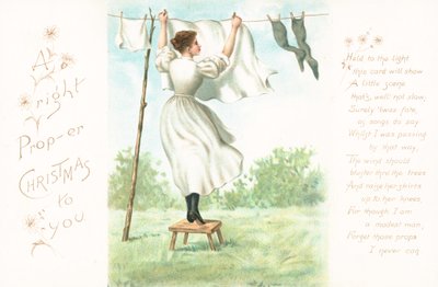 Henger ut vasken, julekort av English School