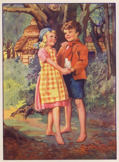 Hans og Grete (fargelitografi) av English School
