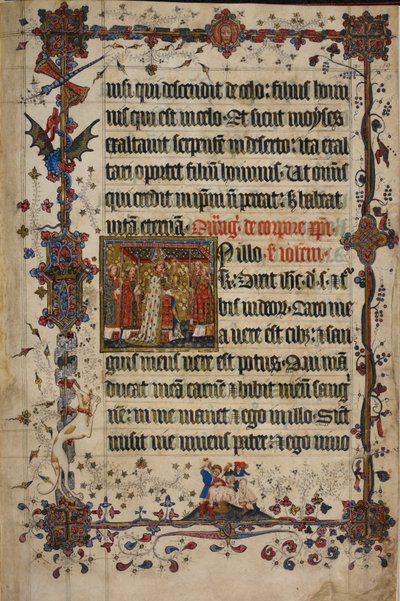 Harley 7026, f.13 The Feast of Corpus Christi, fra Lovel Lectionary, før 1408 (vellum) av English School