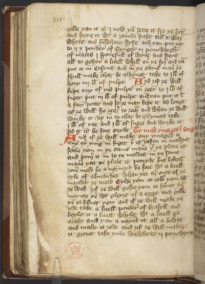 Harley MS 2378 Medisinske og kulinariske oppskrifter, ca. 1395 (blekk på vellum) av English School