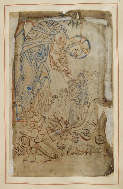Helvetes oppriving, fra «Tiberius Psalter», Cotton MS Tiberius C VI, f.14, ca. 1050 (vellum) av English School