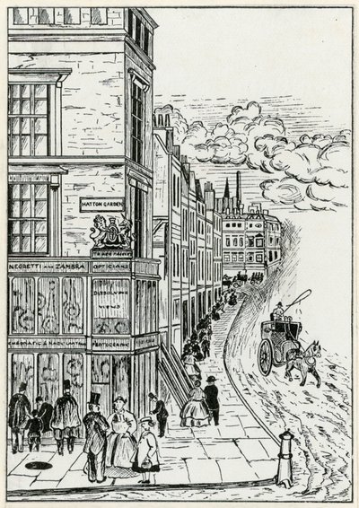 Hatton Garden og Holborn, 1866 av English School
