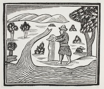 He Keeps a Record of Time and Events, illustrasjon fra Chap-books of the Eighteenth Century av John Ashton, pub. 1882 av English School