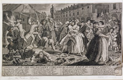 Han og hans fulle følgesvenner reiser et opprør i Covent Garden, 1735 av English School