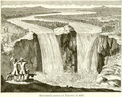 Hennepins Sketch of Niagara i 1678 av English School