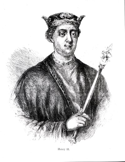 Henry II (1133-89) (gravering) (bundw foto) av English School