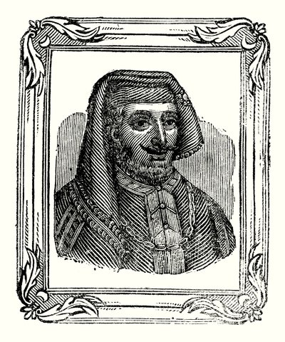 Henry IV ble født i 1366, kronet i 1399 og døde i 1413 (gravering) av English School