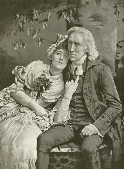 Henry Irving som vikaren og Ellen Terry som Olivia (gravyr) av English School