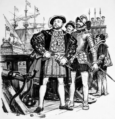 Henry VIII som bygget opp Englands marine fra bare syv til åttifem fartøyer av English School