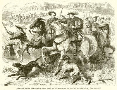 Henrik VII. på Royal Hunt i Epping Forest, om morgenen henrettelsen av Anne Boleyn av English School