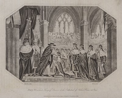 Henry VI kronet til konge av Frankrike i katedralen Notre Dame i Paris, 1431 av English School