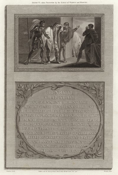 Henry VI tatt til fange av jarlene fra Warwick og Marche av English School
