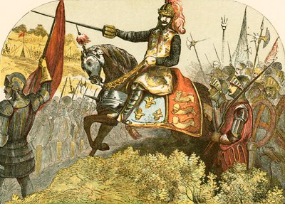 Henry V i slaget ved Agincourt av English School