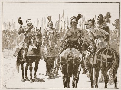 Henry og de fangede franske offiserene, illustrasjon fra Cassells Illustrated History of England (sepia-bilde) av English School