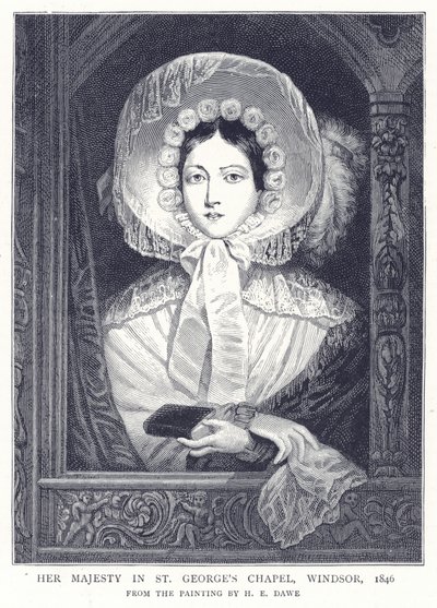 Hennes Majestet i St. Georges Chapel, Windsor, 1846 av English School