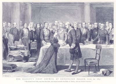 Hennes Majestets første råd i Kensington Palace, 20. juni 1837 av English School