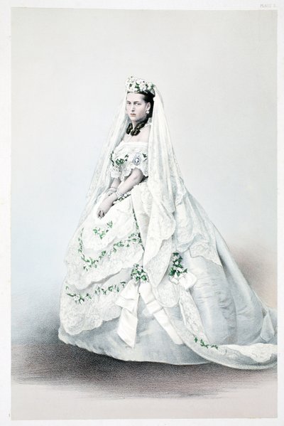 Hennes Kongelige Høyhet Prinsesse Alexandra Caroline av Danmark, fra A Memorial of the Marriage of Edward VII and Alexandra of Denmark, pub. 1864 av English School