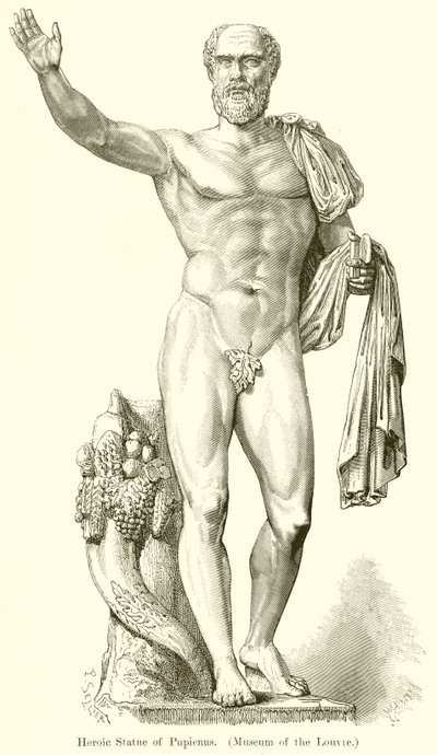 Heroisk statue av Pupienus. (Museum of the Louvre) av English School