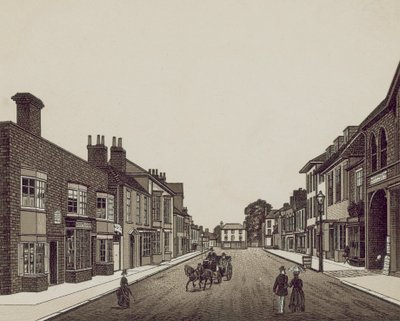 High Street, Petersfield fra Bank (litho) av English School