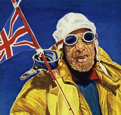Hillary og Tenzing nådde toppen av Everest og planeten Union Jack av English School