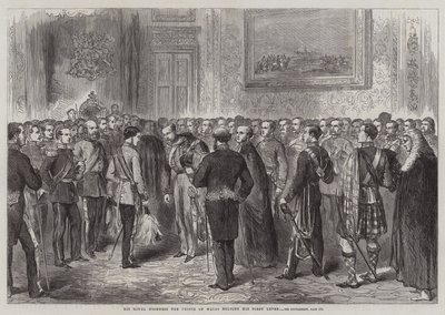 Hans Kongelige Høyhet Prinsen av Wales holder sin første Levee (gravering) av English School