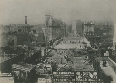 Holborn Viaduct under bygging i 1869 av English School