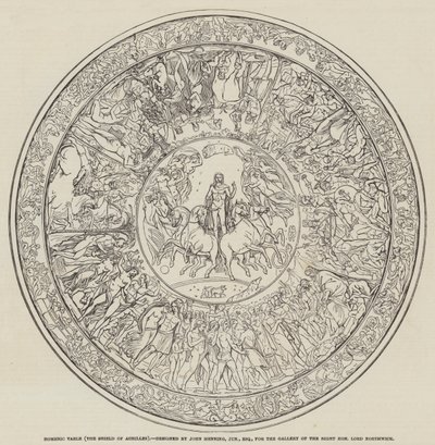 Homeric Table, the Shield of Achilles, designet av John Henning, Junior, Esquire (gravering) av English School