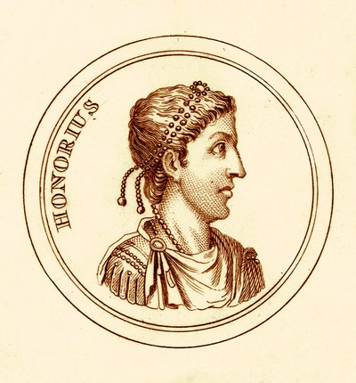 Honorius, illustrasjon fra The Universal Historical Dictionary av George Crabb, utgitt 1825 (digitalt forbedret bilde) av English School