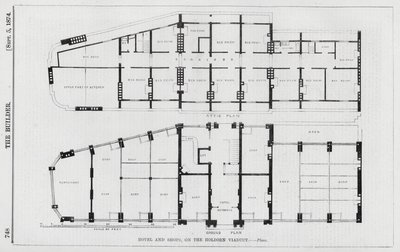 Hotell og butikker, på Holborn-viadukten (gravering) av English School