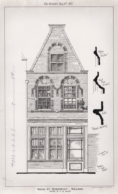 Hus i Dordrecht, Holland (gravering) av English School
