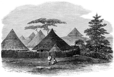 Hus i Magdala, fra den britiske ekspedisjonen til Abessinia, 1868 av English School