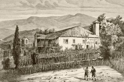 Hus i Casdemiro, Galicia, Spania (litho) av English School