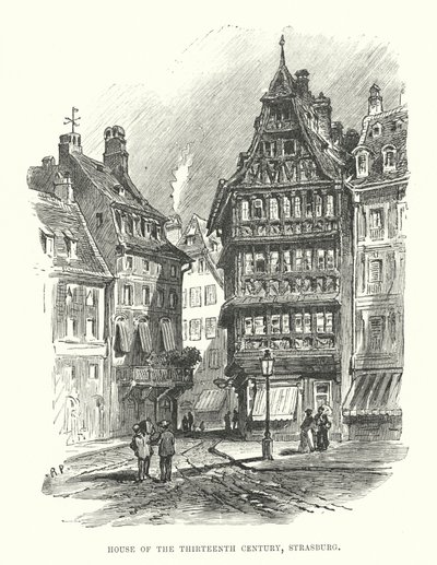 Det trettende århundres hus, Strasburg (gravering) av English School