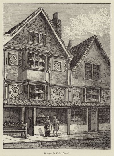 Hus i Peter Street (gravering) av English School