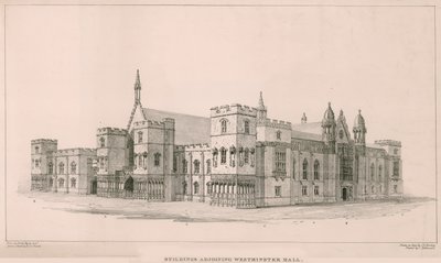Houses of Parliament: Bygninger ved siden av Westminster Hall av English School