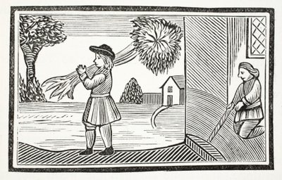 Hvordan Tom Hickathrifts store styrke ble kjent, illustrasjon fra Chap-books of the Eighteenth Century av John Ashton, pub. 1882 av English School
