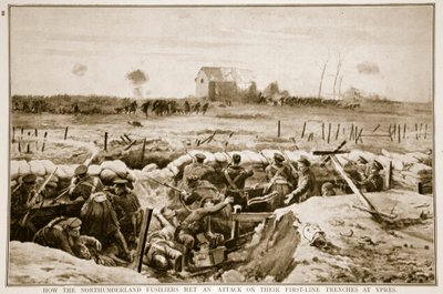 Hvordan Northumberland Fusiliers møtte et angrep på deres førstelinjegraver i Ypres, 1914-19 av English School