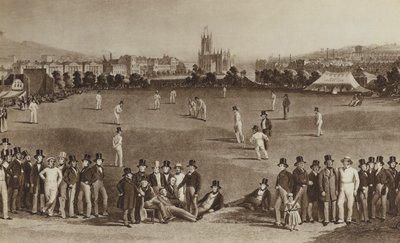 Hvordan de spilte cricket da dronning Victoria var ung (litho) av English School