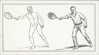 Hvordan tegne: Figur som spiller tennis (litografi) av English School