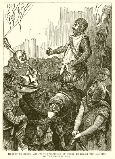 Hubert de Burgh oppfordret garnisonen til Dover til å motstå franskmennenes landing, 1217 av English School
