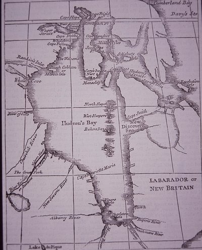 Hudson Bay Company, kart over Hudson Bay publisert i 1744 av English School